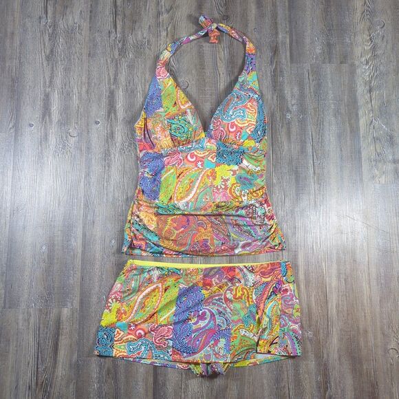 Women's Bleu Rod Beattie Bohemian Paradise Halter Tankini & Skirt Size 8 - Picture 1 of 13